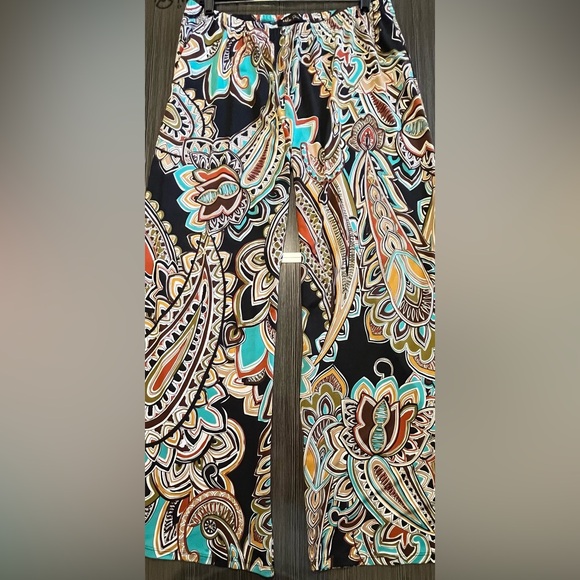 Melissa Paige Pants - Melissa Paige Paisley Patterned Palazzo Wide Leg Pants Size XL